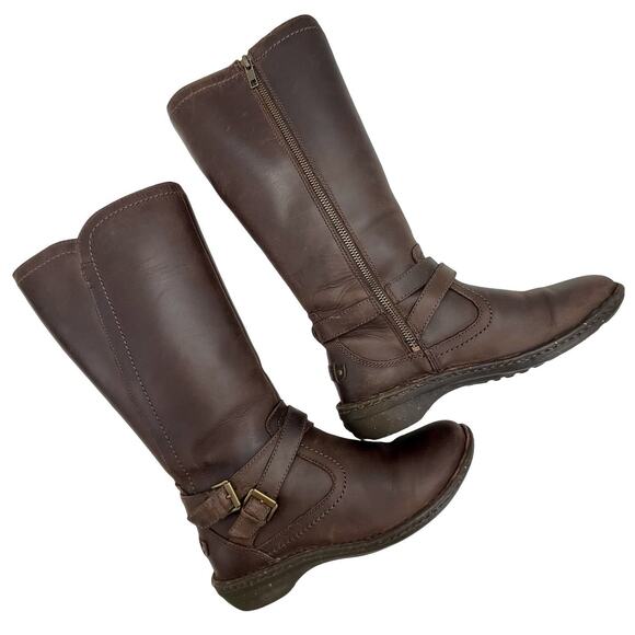 UGG Rosen Tall Boots Brown Leather Shearling Zip Buckle Women’s 7 Casual Winter - Picture 4 of 16